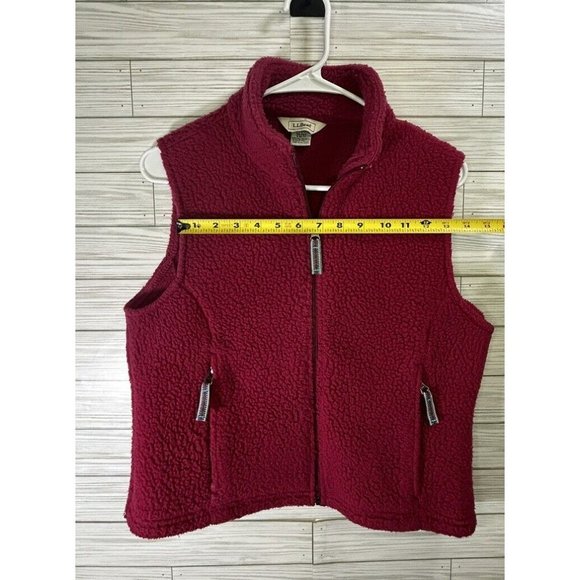 L.L Bean Womens Fleece Sleeveless Vest Regular Size XS Full Zip Maroon Red/Pink - Picture 11 of 11
